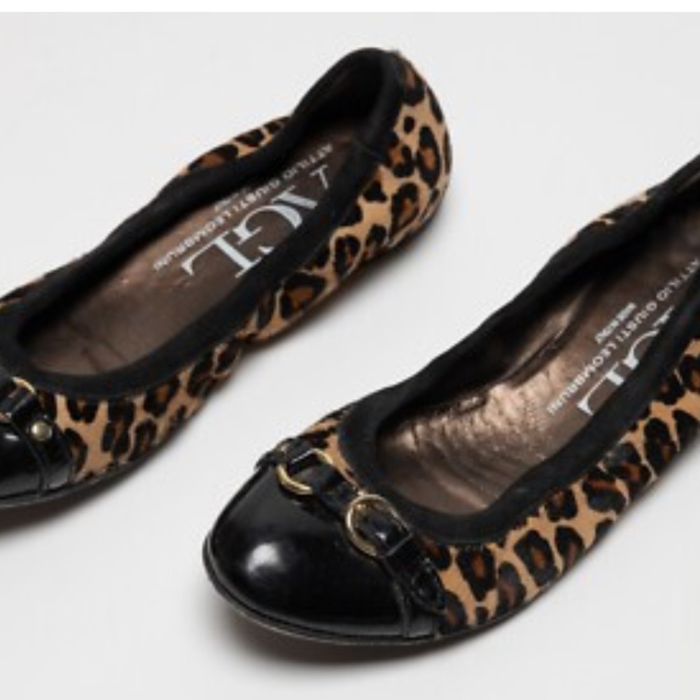 AGL Black Brown Aninal print ballet flats women size EU 36 US 6